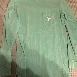 PINK Victoria's Secret Aqua distressed Long Sleeve Tee